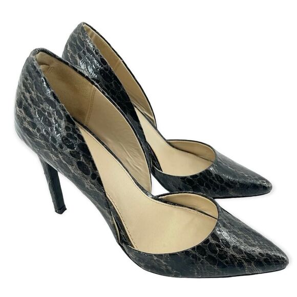 Mia Margo Black Embossed Snakeskin D’Orsay Pointed Toe Pump Heels Size 8.5 - Picture 14 of 14